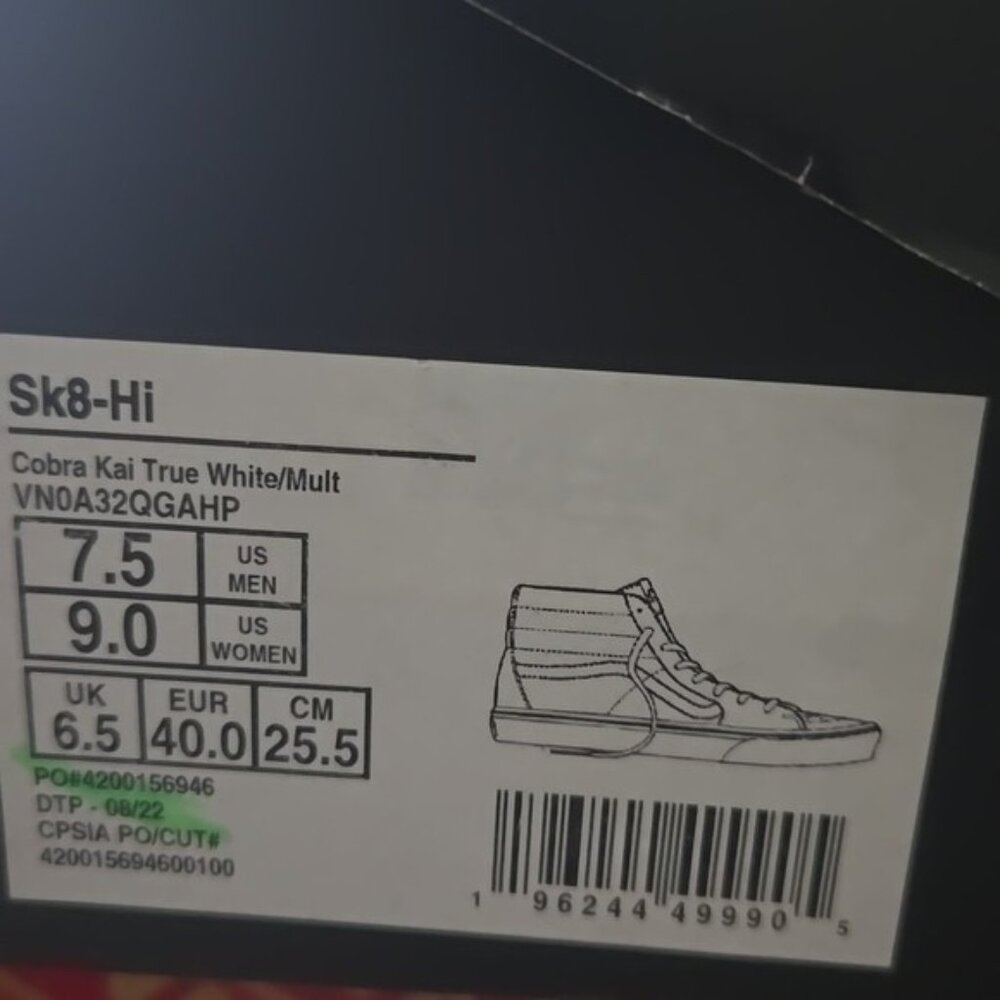 Vans Cobra Kai Miyagi Do Women Size 9 Sk8 Hi White Reseda Okinawa 032026 - Picture 7 of 7